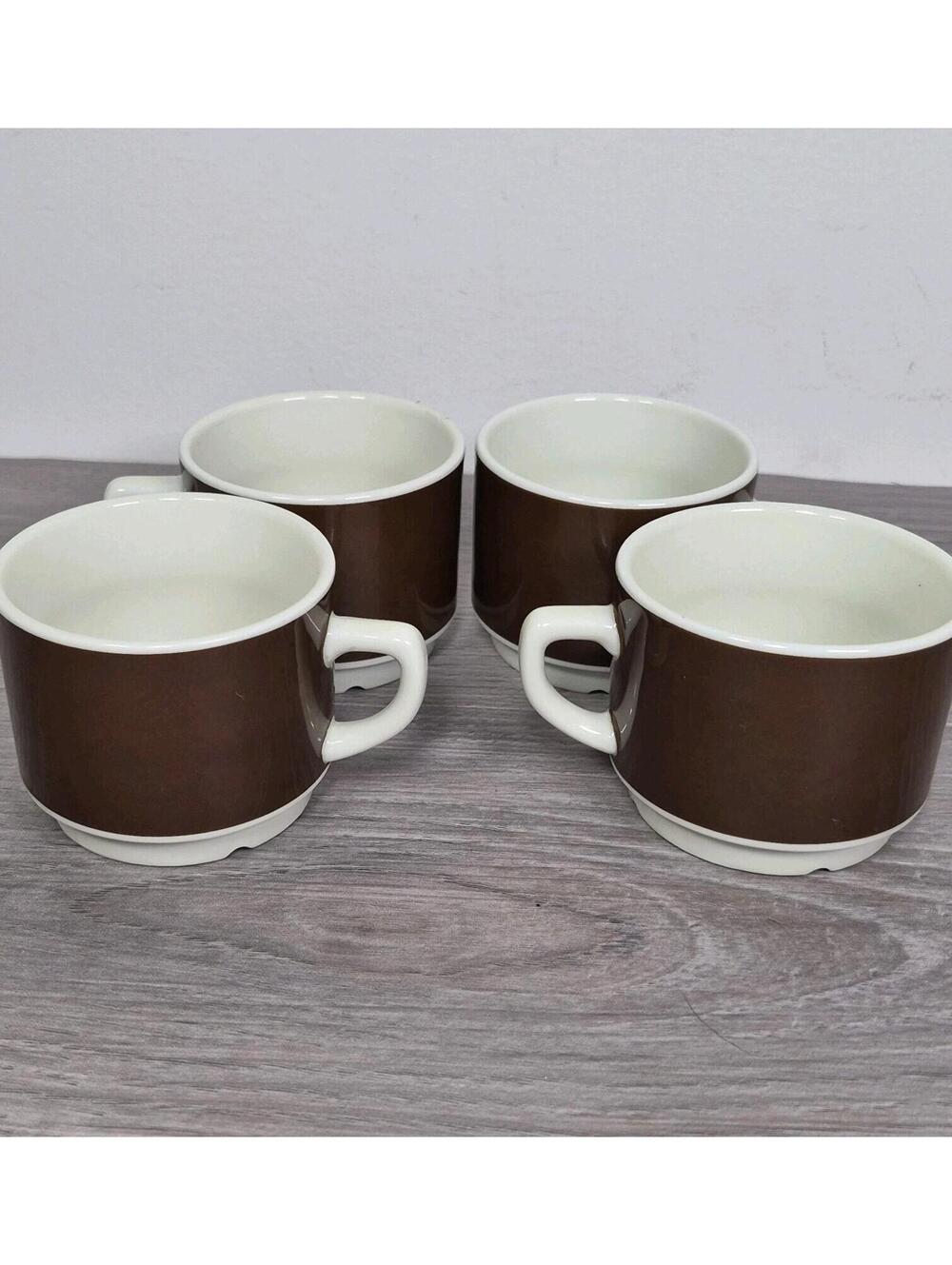 Yves Deshoulieres Apilco Espresso Cups Custom Luxury Brown Cream Set of 4